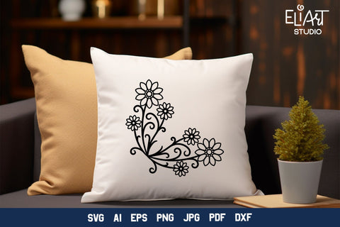 Flower Corner PNG, Floral Corner Decorative Element. SVG Elinorka 