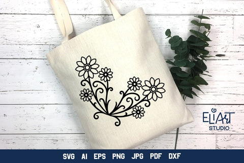 Flower Corner PNG, Floral Corner Decorative Element. SVG Elinorka 