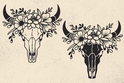 Flower Cow Skull Svg file, Cow Skull Boho Svg, Skull Svg, Western svg, Farmhouse Svg, Skull Png, country svg, Bull Skull Svg, Animal Svg SVG DesignDestine 