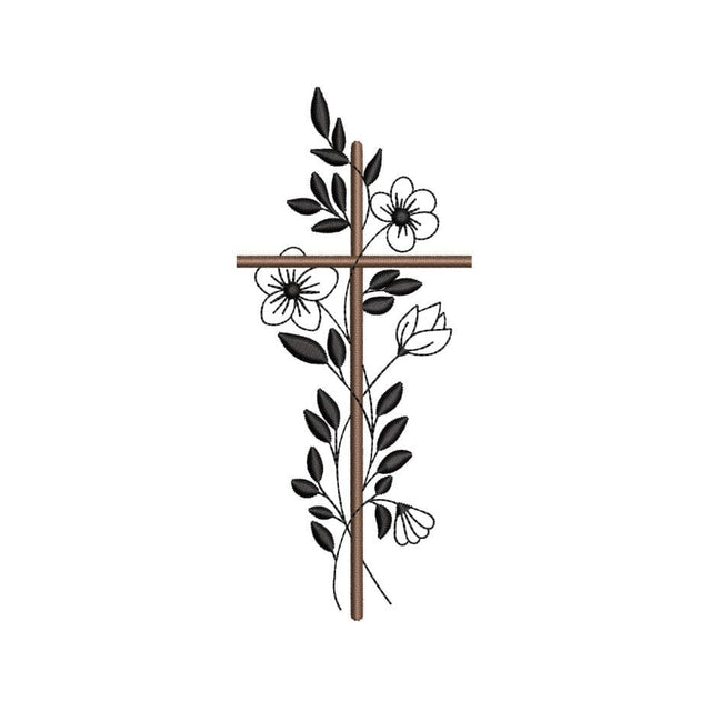 Flower Cross Embroidery Design, Religious Embroidery File, 3 sizes, Instant Download Embroidery/Applique DESIGNS Nino Nadaraia 
