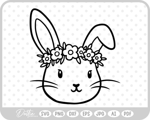 Flower Crown Bunny SVG DottieDigitals 