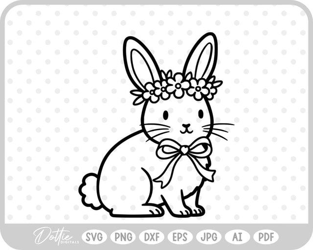 Flower Crown Bunny SVG DottieDigitals 