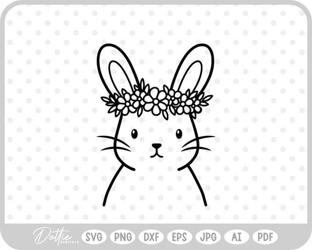 Flower Crown Bunny SVG DottieDigitals 