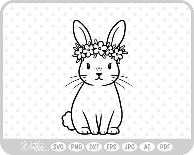 Flower Crown Bunny SVG DottieDigitals 
