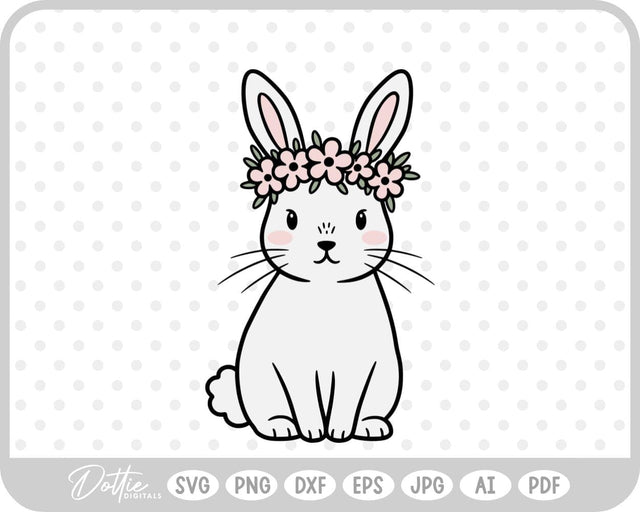 Flower Crown Bunny SVG DottieDigitals 