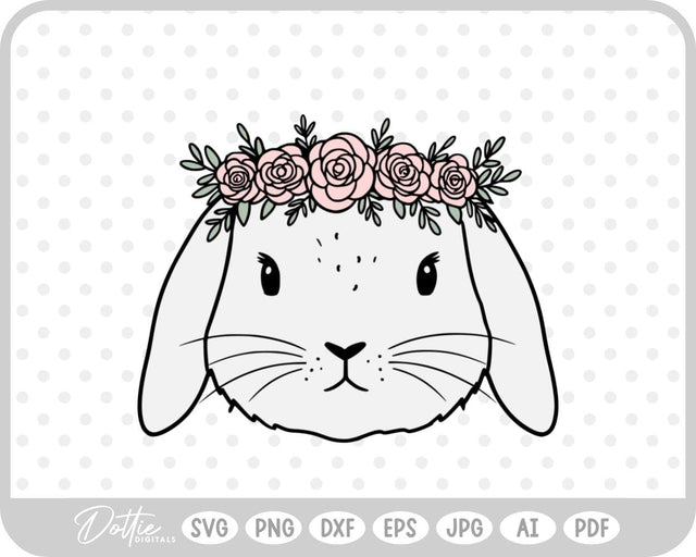Flower Crown Bunny SVG DottieDigitals 