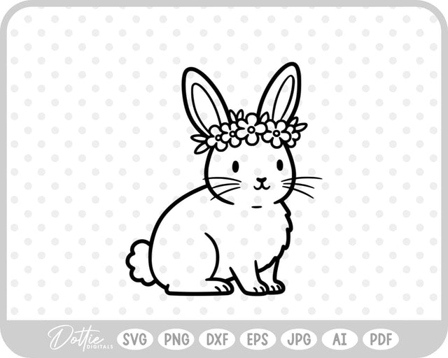 Flower Crown Bunny SVG DottieDigitals 