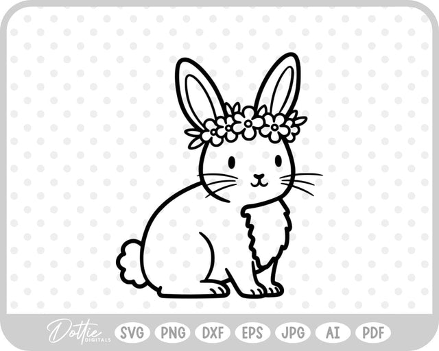 Flower Crown Bunny SVG DottieDigitals 