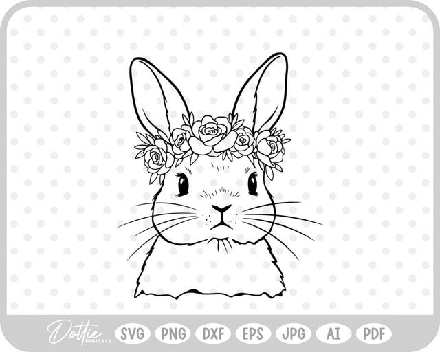 Flower Crown Bunny SVG DottieDigitals 