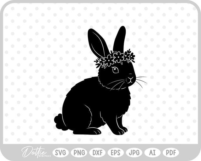 Flower Crown Bunny SVG DottieDigitals 