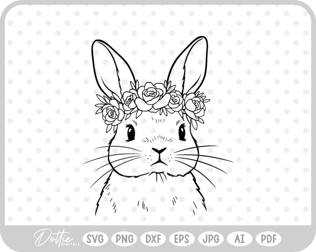 Flower Crown Bunny SVG DottieDigitals 