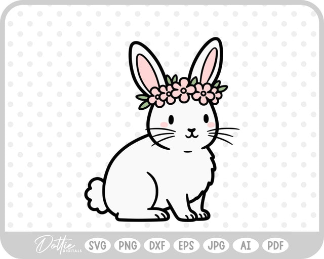 Flower Crown Bunny SVG DottieDigitals 