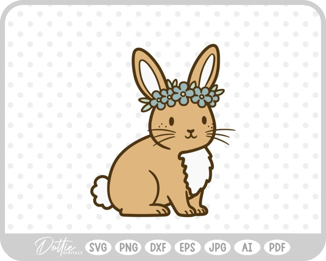 Flower Crown Bunny SVG DottieDigitals 