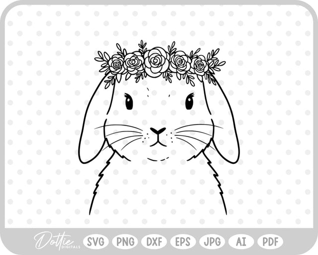 Flower Crown Bunny SVG DottieDigitals 