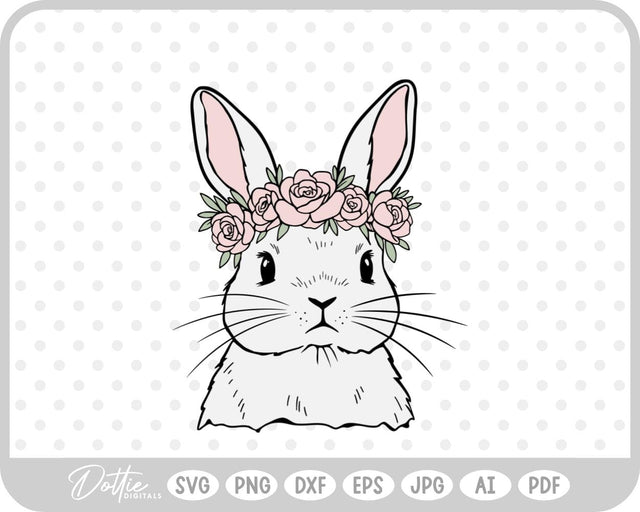 Flower Crown Bunny SVG DottieDigitals 
