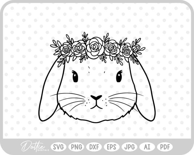 Flower Crown Bunny SVG DottieDigitals 