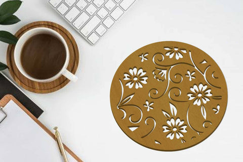 Flower Cupcoasters Bundle, Onelayered Template SVG LaserCutano 