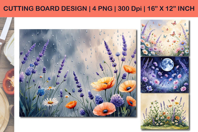 Flower cutting board, lavender kitchen decor Sublimation Paper Switch 