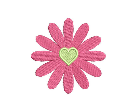 Flower Daisy with Heart Machine Embroidery Design Embroidery/Applique DESIGNS Creatively Embroidery 