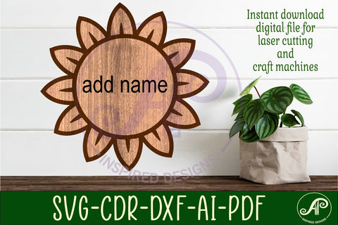 Flower design 1 outline two layer name sign SVG APInspireddesigns 