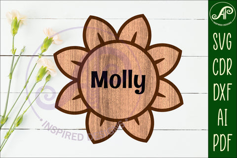Flower design 2 outline two layer name sign SVG APInspireddesigns 