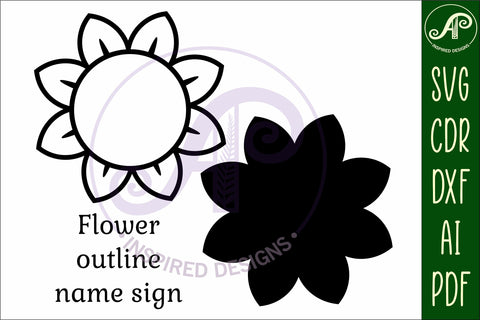 Flower design 2 outline two layer name sign SVG APInspireddesigns 