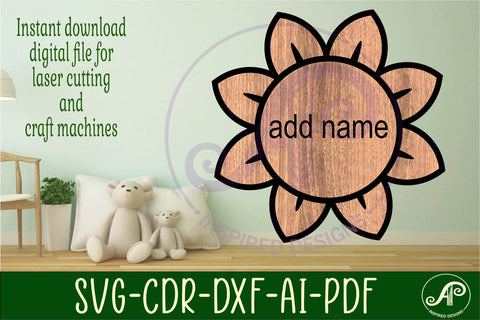 Flower design 2 outline two layer name sign SVG APInspireddesigns 