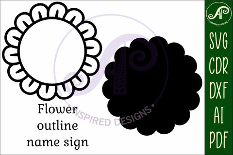 Flower design 3 outline two layer name sign SVG APInspireddesigns 