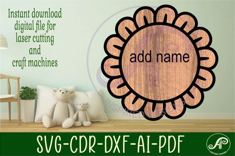 Flower design 3 outline two layer name sign SVG APInspireddesigns 