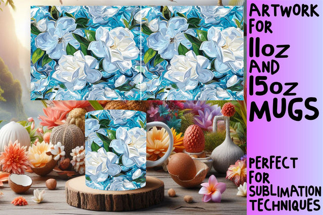 Flower Design Mug Wrap Sublimation Sublimation afrosvg 