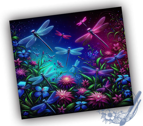 Flower Dragonfly 20oz Skinny Tumbler, Dragonfly Tumbler Png, Straight & Tapered Tumbler Wrap, Instant Digital Download Sublimation ToriDesigns 