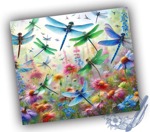 Flower Dragonfly 20oz Skinny Tumbler, Dragonfly Tumbler Png, Straight & Tapered Tumbler Wrap, Instant Digital Download Sublimation ToriDesigns 