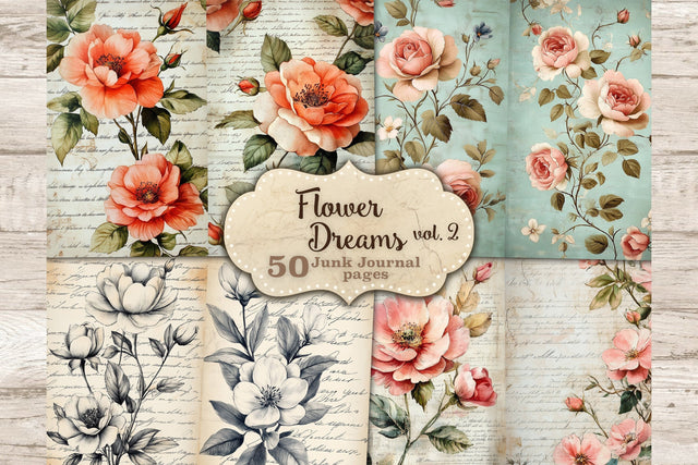 Flower Dreams Junk Journal Kit | Botanical Scrapbook Paper SVG GlamArtZhanna 