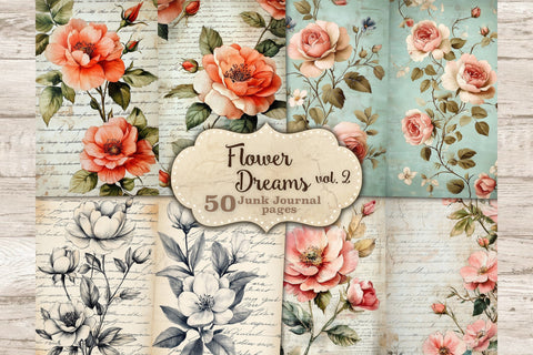 Flower Dreams Junk Journal Kit | Botanical Scrapbook Paper SVG GlamArtZhanna 