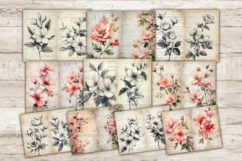 Flower Dreams Junk Journal Kit | Botanical Scrapbook Paper SVG GlamArtZhanna 