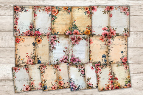 Flower Dreams Junk Journal Kit | Botanical Scrapbook Paper SVG GlamArtZhanna 