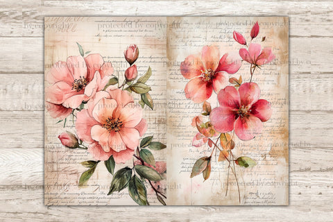Flower Dreams Junk Journal Kit | Botanical Scrapbook Paper SVG GlamArtZhanna 