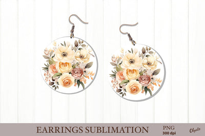 Flower Earring Sublimation PNG. Round Earring Design Sublimation Olga Terlyanskaya 
