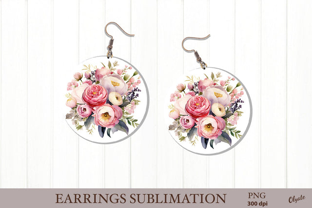 Flower Earring Sublimation PNG. Round Flowers Earring PNG Sublimation Olga Terlyanskaya 