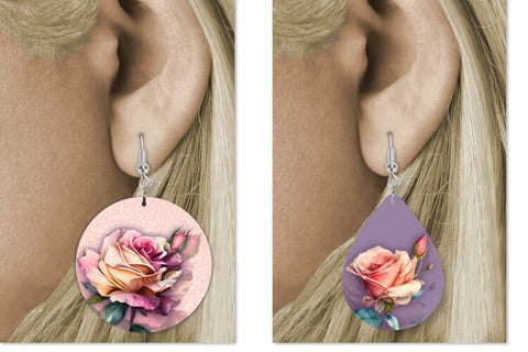 Flower earrings designs, Round roses sublimation earring Sublimation Angelina Semenova 