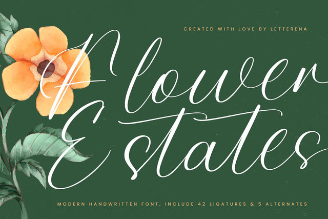 Flower Estates - Modern Handwritten Font Font Letterena Studios 