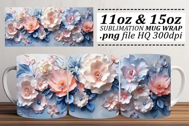 Flower Fantasy Mug Wrap - Delicate Petals Grace Your Cup Sublimation afrosvg 