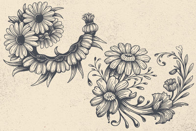 Flower Fibonacci with Daisies and Leaves Svg file, Floral Golden Ratio digital artwork, Daisies Svg, Leaves Svg, Fibonacci svg, Floral Svg SVG DesignDestine 