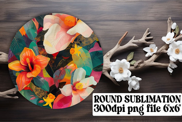 Flower Finesse Ornaments Car Coaster Design Keychain PNG Sublimation afrosvg 