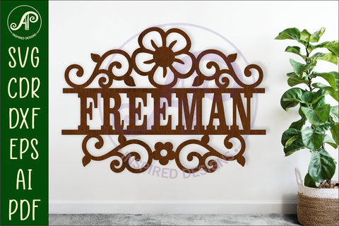 Flower flourish design name sign svg laser cut file SVG APInspireddesigns 