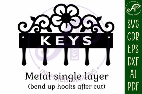 Flower flourish home Key holder designs for wood and metal SVG APInspireddesigns 