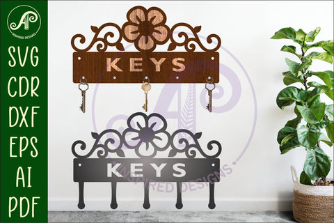 Flower flourish home Key holder designs for wood and metal SVG APInspireddesigns 
