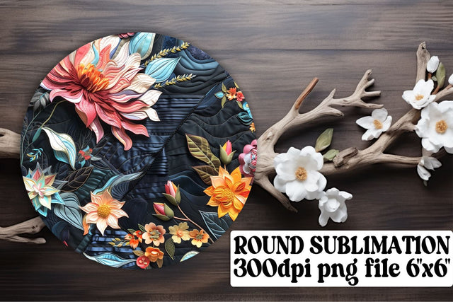 Flower Frenzy Ornaments Car Coaster Sublimation Keychain PNG Sublimation afrosvg 