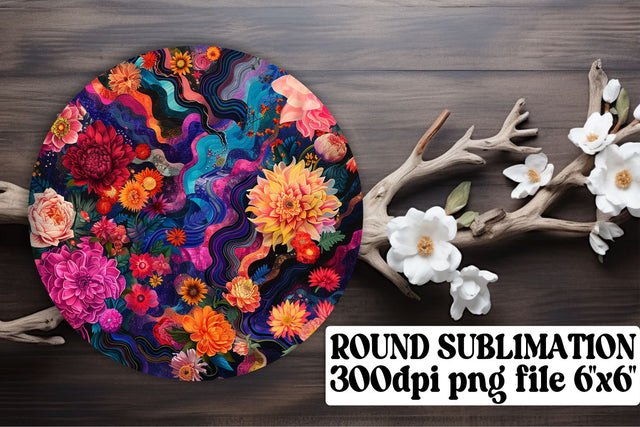 Flower Frenzy Ornaments Car Coaster Sublimation Keychain PNG Sublimation afrosvg 