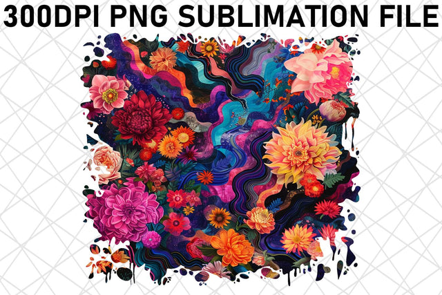 Flower Frenzy PNG Sublimation Vibrant Color Sublimation afrosvg 